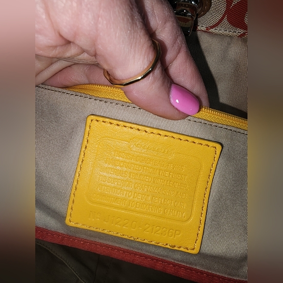 Coach Red Yellow Signature C Tote Shoulder Purse Legacy Vintage - Picture 12 of 15